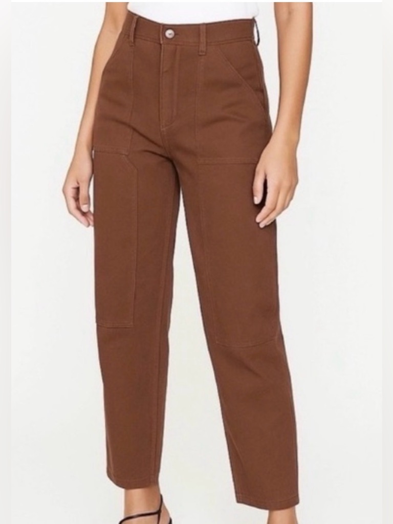 Aritzia Wilfred Free Brennan Cotton Utility Pant Brown Straight Leg Size 6